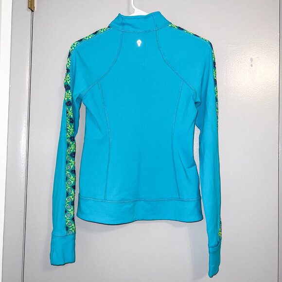 Ivivva Lululemon Girl Blue Floral Mesh Full Zip Jacket Size 14 - Picture 3 of 5